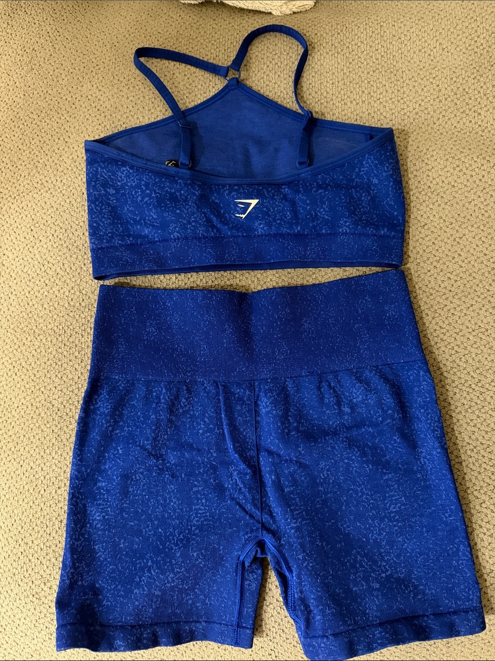 Gymshark Royal Blue Seamless Crop Top & Bike Shorts Set - Picture 2 of 3